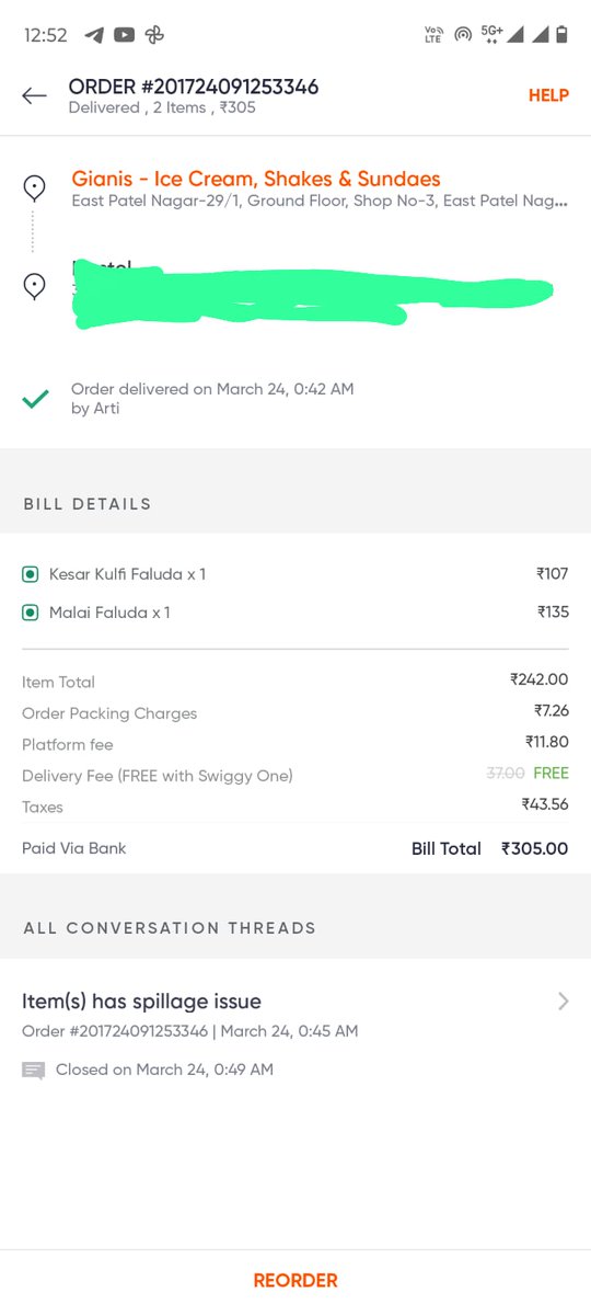 Syed9Aarif's tweet photo. To make it worse, your customer service was offering me 20 rupees refund.
Pathetic grievance redressal and pathetic service. https://t.co/U2h1BxWrMl