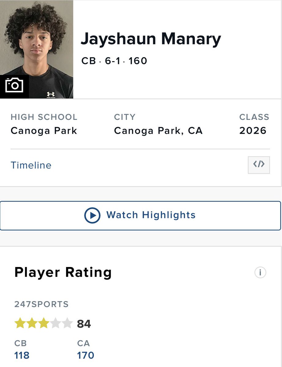 RECRUITING UPDATE: After receiving a Memphis offer earlier this week, ‘26 CB Jayshaun Manary has been named a 3-star recruit by 247 sports. ⭐️