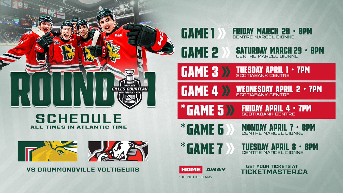 🚨 Round 1 Playoff Schedule &amp; Ticket Info🚨 

General Public Tickets on sale Tuesday 11am #GoMooseGo