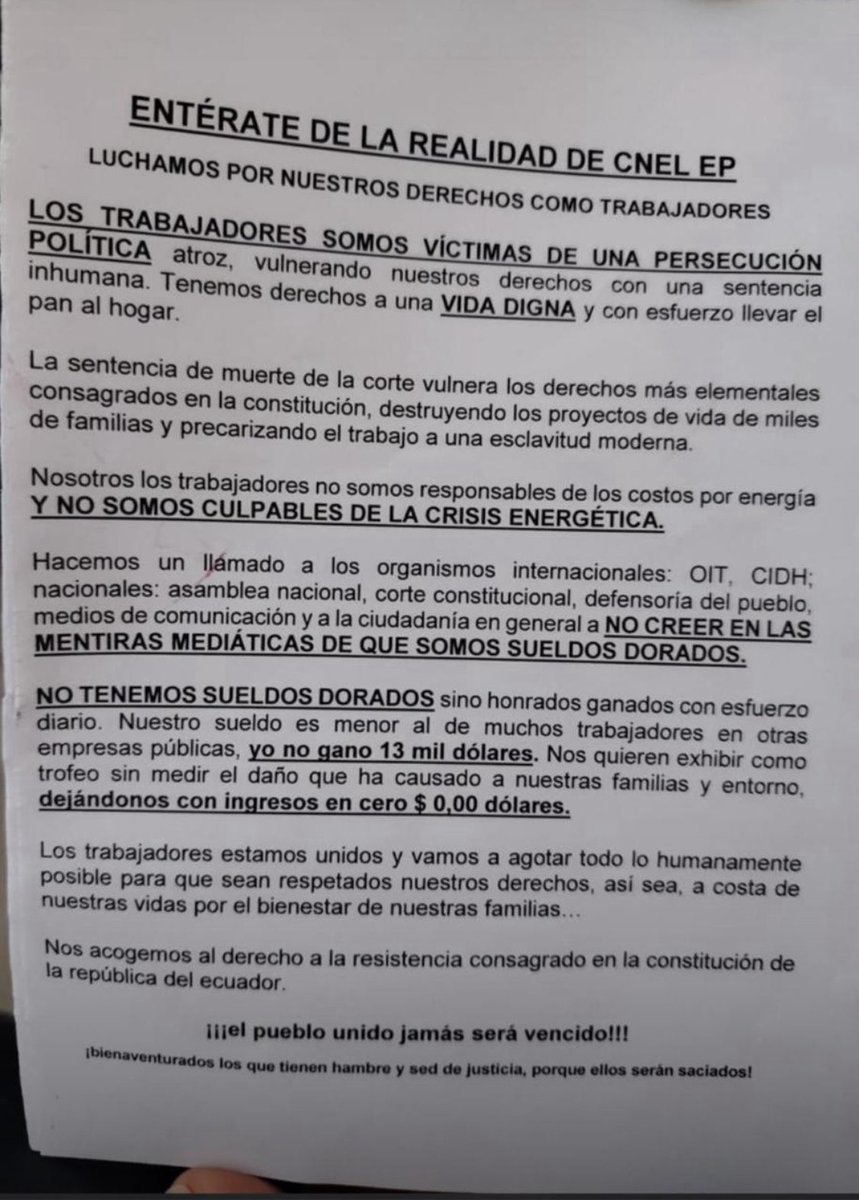 Primero nos dejaron el sueldo en cero, obligandonos a trabajar gratis dejando nuestras familias con hambre, niños sin estudiar, ahora quieren quitarnos 300 dólares d un salario que está en cero señor <a href="/DanielNoboaOk/">Daniel Noboa Azin</a> xq no interviene más de 90.000 personas sufren
#TrabajoSinSueldo
