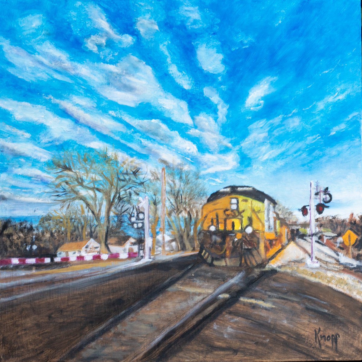 comknopp's tweet image. Oil Painting of Acworth Train, available at my artists studio, contact allpawsunique@gmail.com