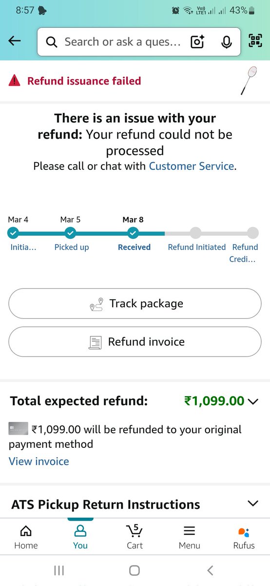 techivishal's tweet photo. @amazon "I ordered a Black-Orange product but received a different color. Initiated a return, but my refund is still pending after several days. Order No: 408-7199636-8230752. Kindly resolve this ASAP. @AmazonHelp #ConsumerRights https://t.co/bR0ZRiAIn3