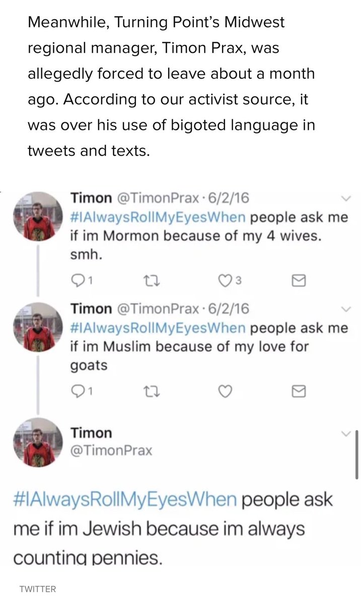 Se le parte el corazón dice el racista de Timon Prax, porque no se te partio el corazón cuando te botaron de <a href="/TPUSA/">Turning Point USA</a> por referías racistas hacia personas judías, mormones y de raza negra? Eres un falso que solo quieres ganar dinero fácil con interacciones.