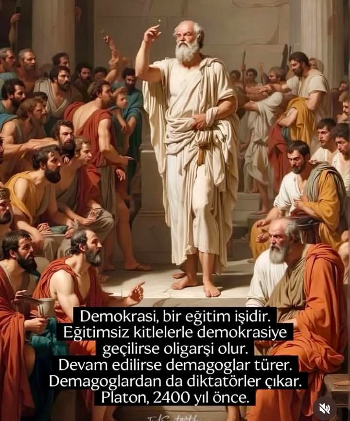 Platon, yaklaşık 2300 yıl önce şöyle demişti: 
“Demokrasi, bir eğitim işidir. 
Eğitimsiz kitlelerle demokrasiye geçilirse oligarşi olur. 
Devam edilirse demagoglar türer. Demagoglardan da diktatörler çıkar, #demokrasi despotluğa dönüşür.”

#SonDakika #tutuklandı #HakHukukAdalet