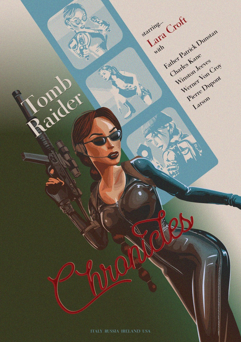 DesignPica's tweet image. Tomb Raider Chronicles Lara Croft retro poster / ad design. #tombraider #laracroft #tombraiderremastered #chronicles #classiclara #graphicdesign #retro