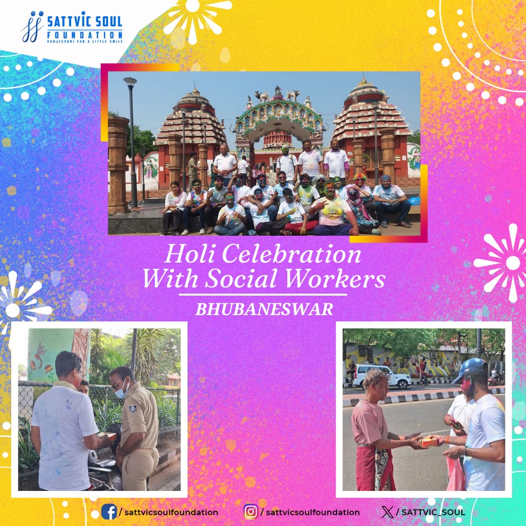 SATTVIC_SOUL's tweet photo. Holi Celebration with Social Workers,Bhubaneswar 

Team @SATTVIC_SOUL celebrated the festival of colors by distributing tiffin packets to sanitation workers &amp; refreshment drinks to traffic police officers posted across the town. 
#holi2025
@ChanchalRanaIAS
@bmcbbsr 
@CSR_India https://t.co/z3KCOEfUVH