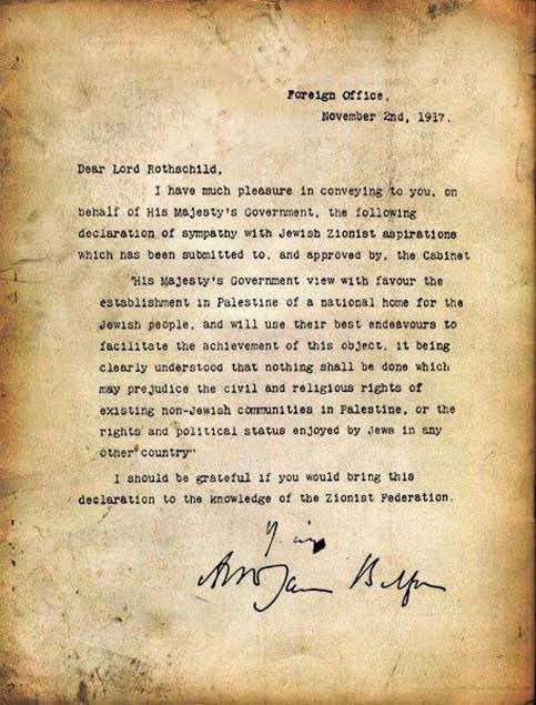 For those who still do not know Israel was established in PALESTINE, note the Balfour Declaration of 1917, which is a letter to Lord Rothschild gifting the Zionists an opportunity for “the establishment in PALESTINE of a national home for the Jewish people.”Do note Balfour’s