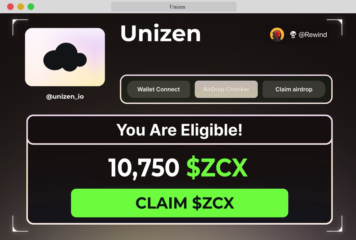rewind02's tweet photo. Unizen CONFIRMED the AIRDROP🪂

Cost: $0
Raised: $203.4M
Potential reward: $4,275+

Check out the step-by-step guide below👇🧵 https://t.co/Vlh2A5euOG