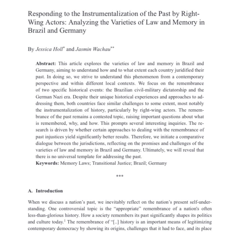 World Comparative Law / VRUe (@wcl_vru) on Twitter photo How to respond if right-wing actors instrumentalize the past? <a href="/JessicaHoll_/">Jessica Holl</a> & Jasmin Wachau ask to w. extent 🇧🇷 & 🇩🇪 juridified their past. Do certain ways of dealing w. the #memory of past injustices yield better results?🔓nomos-elibrary.de/de/10.5771/050…
Follow➡️bsky.app/profile/wclvru… How to respond if right-wing actors instrumentalize the past? <a href="/JessicaHoll_/">Jessica Holl</a> & Jasmin Wachau ask to w. extent 🇧🇷 & 🇩🇪 juridified their past. Do certain ways of dealing w. the #memory of past injustices yield better results?🔓nomos-elibrary.de/de/10.5771/050…
Follow➡️bsky.app/profile/wclvru…