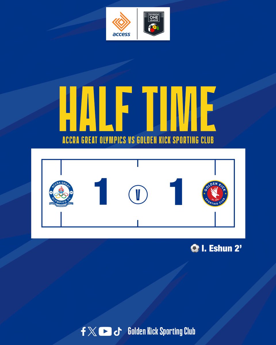 Half time 
Olympics 1 - 1 GKSC….