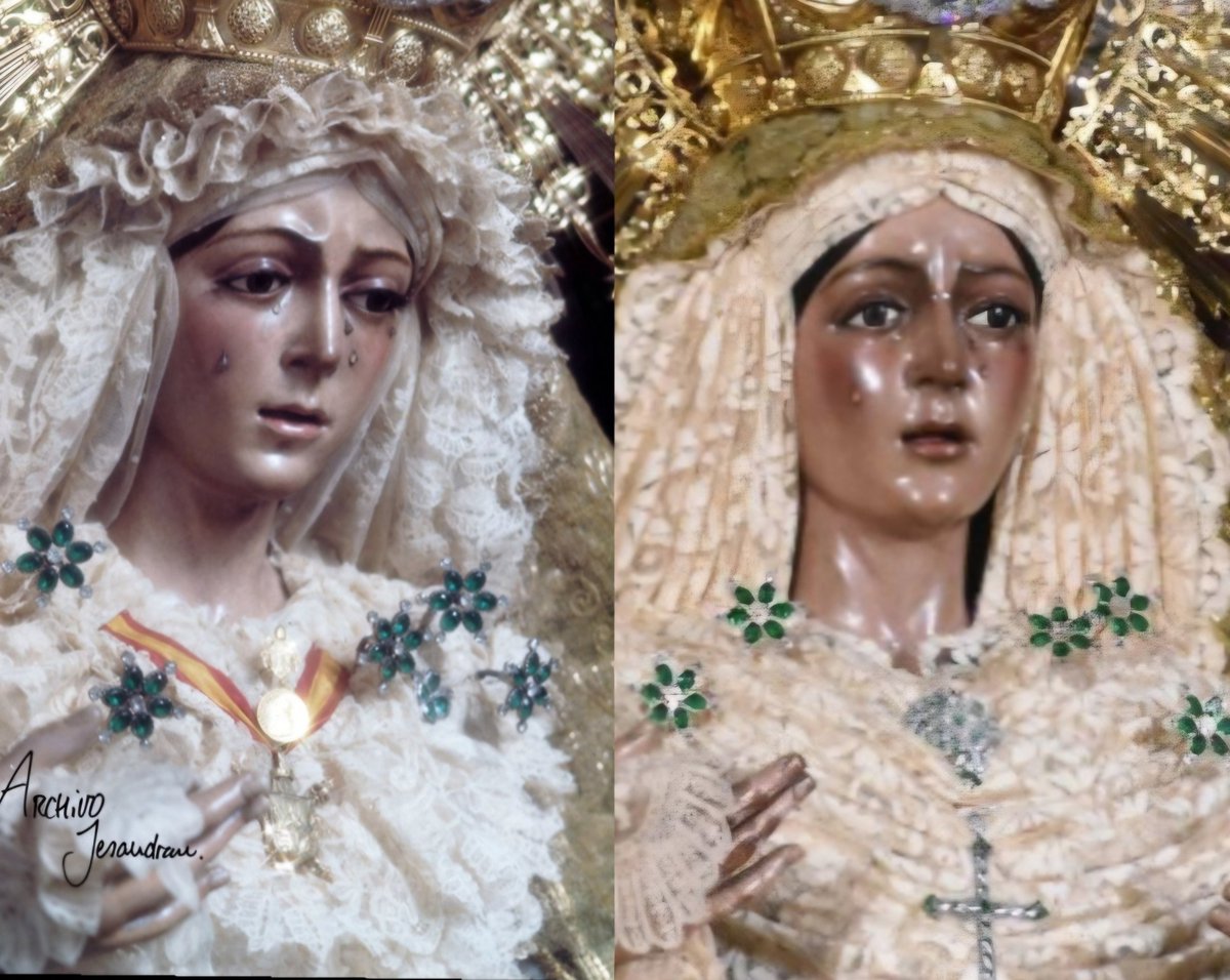 La forma de enmarcar la cara, el pico... la policromía, las pestañas. Es TODO. <a href="/Hdad_Macarena/">Hermandad de la Macarena</a>