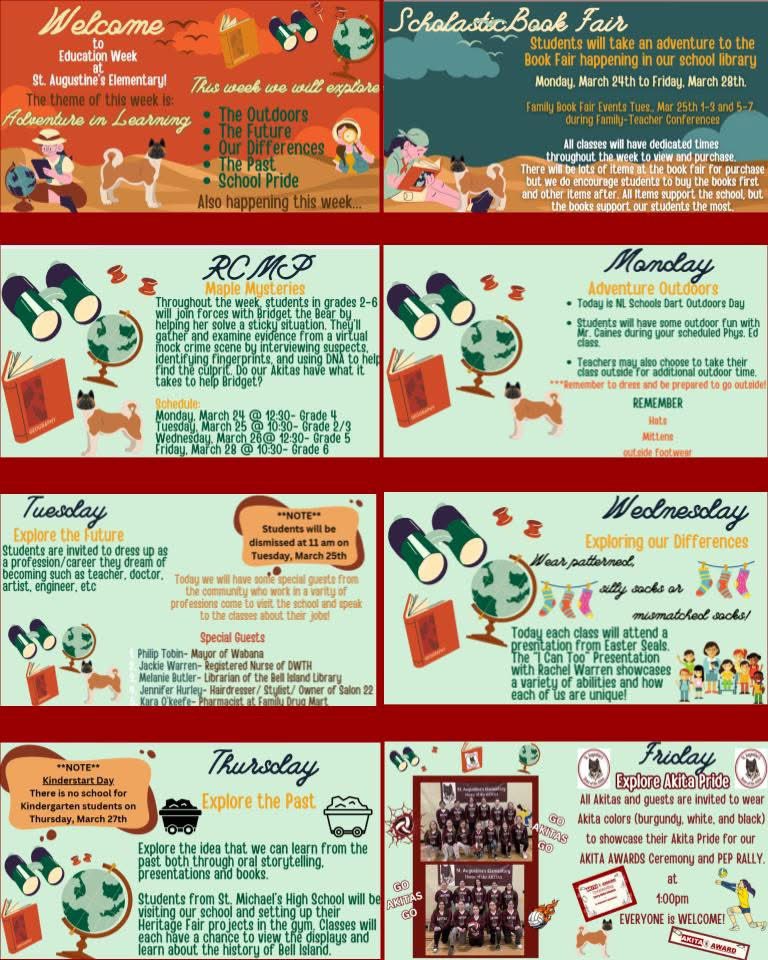 St. Augustine's (@sa_elementary) on Twitter photo EDUCATION WEEK 2025
Adventure in Learning - Apprendre: une aventure!
March 24-28, 2025
<a href="/NLSchoolsCA/">NLSchools</a> <a href="/omatchim/">Owen Matchim (he/him)</a> <a href="/NLTeachersAssoc/">NLTA</a> <a href="/SISNLSCHOOLS/">Safe & Inclusive Schools</a> <a href="/schoolsportsnl/">School Sports NL</a> #DartOutdoors EDUCATION WEEK 2025
Adventure in Learning - Apprendre: une aventure!
March 24-28, 2025
<a href="/NLSchoolsCA/">NLSchools</a> <a href="/omatchim/">Owen Matchim (he/him)</a> <a href="/NLTeachersAssoc/">NLTA</a> <a href="/SISNLSCHOOLS/">Safe & Inclusive Schools</a> <a href="/schoolsportsnl/">School Sports NL</a> #DartOutdoors