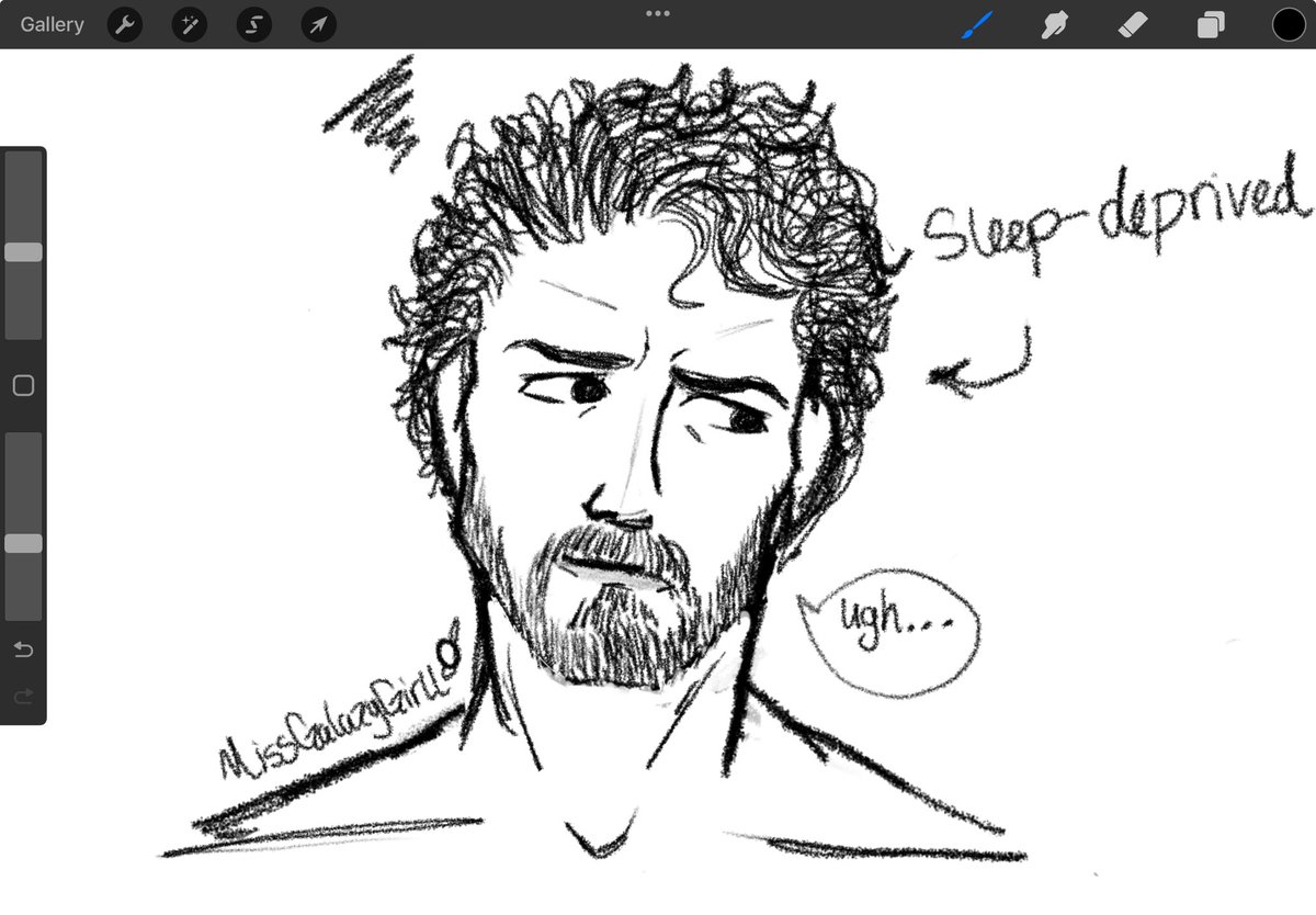 MissGalaxyGirll's tweet image. Elzar Mann in a desperate need of a nap and probably a kiss on the nose. 

also I think my art style changed again. whoopsie. here’s a lazy doodle. 

#starwars #thehighrepublic #elzarmann