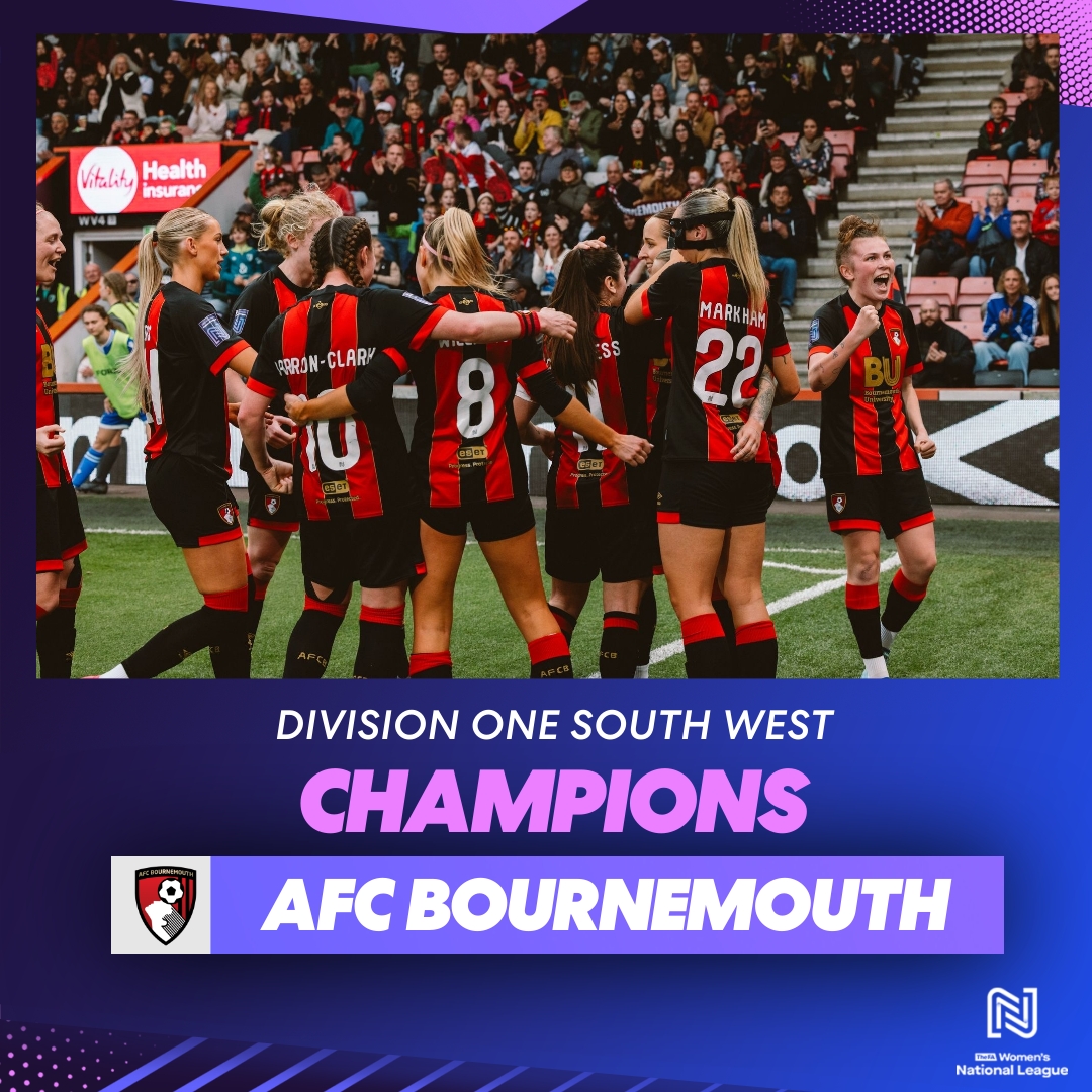 FA Women's National League (@fawnl) on Twitter photo DIVISION ONE SOUTH WEST CHAMPIONS π
AFC Bournemouth have secured the division title!
#FAWNL | <a href="/AFCBournemouthW/">AFC Bournemouth Women</a> DIVISION ONE SOUTH WEST CHAMPIONS π
AFC Bournemouth have secured the division title!
#FAWNL | <a href="/AFCBournemouthW/">AFC Bournemouth Women</a>
