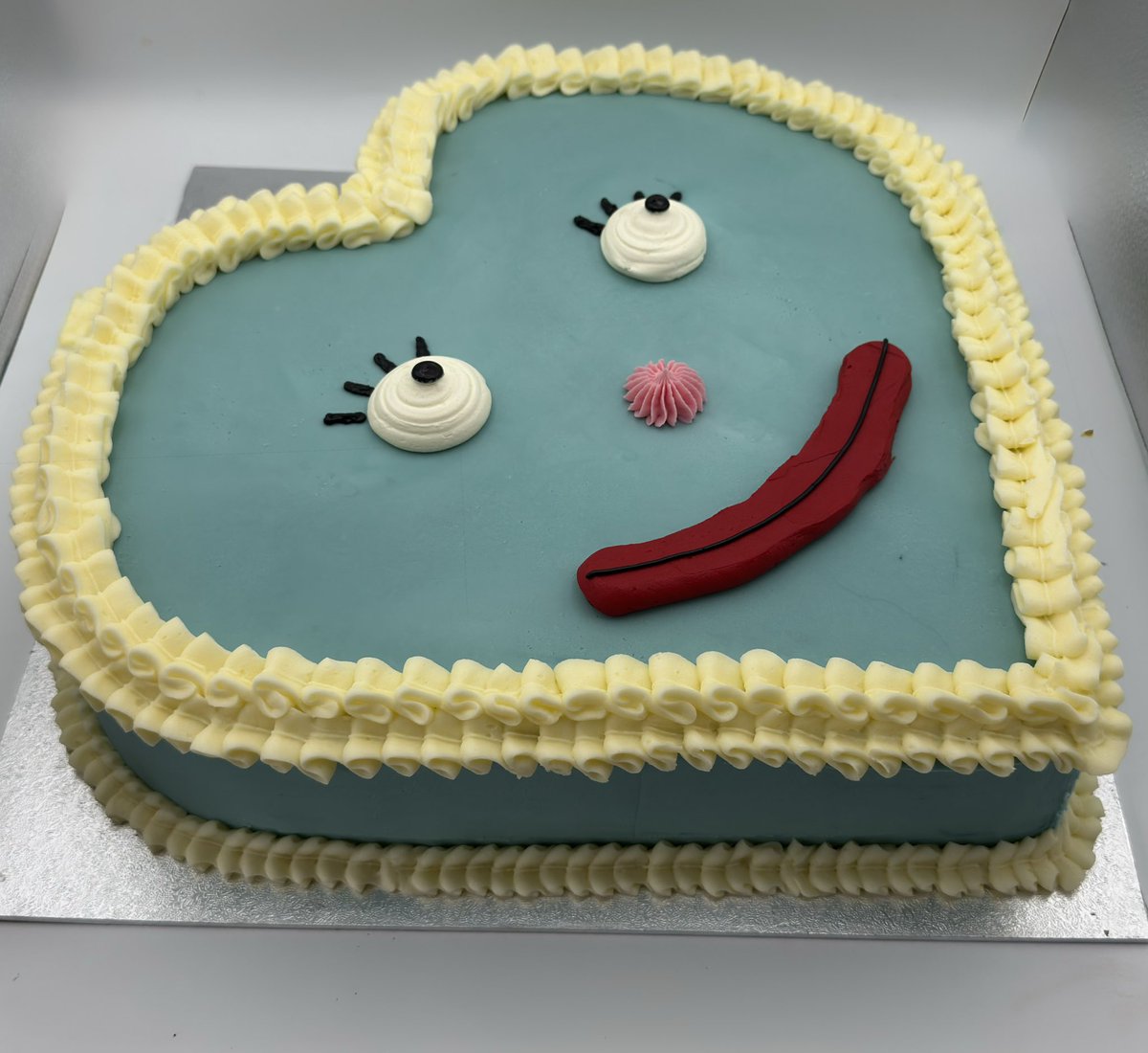 Channeling a 1970’s vibe for this fun &amp; funky wedding cake. 
It’s hard to tell from the photo but this was a huge 30 egg mix 14” cake!! 
So groovy!!