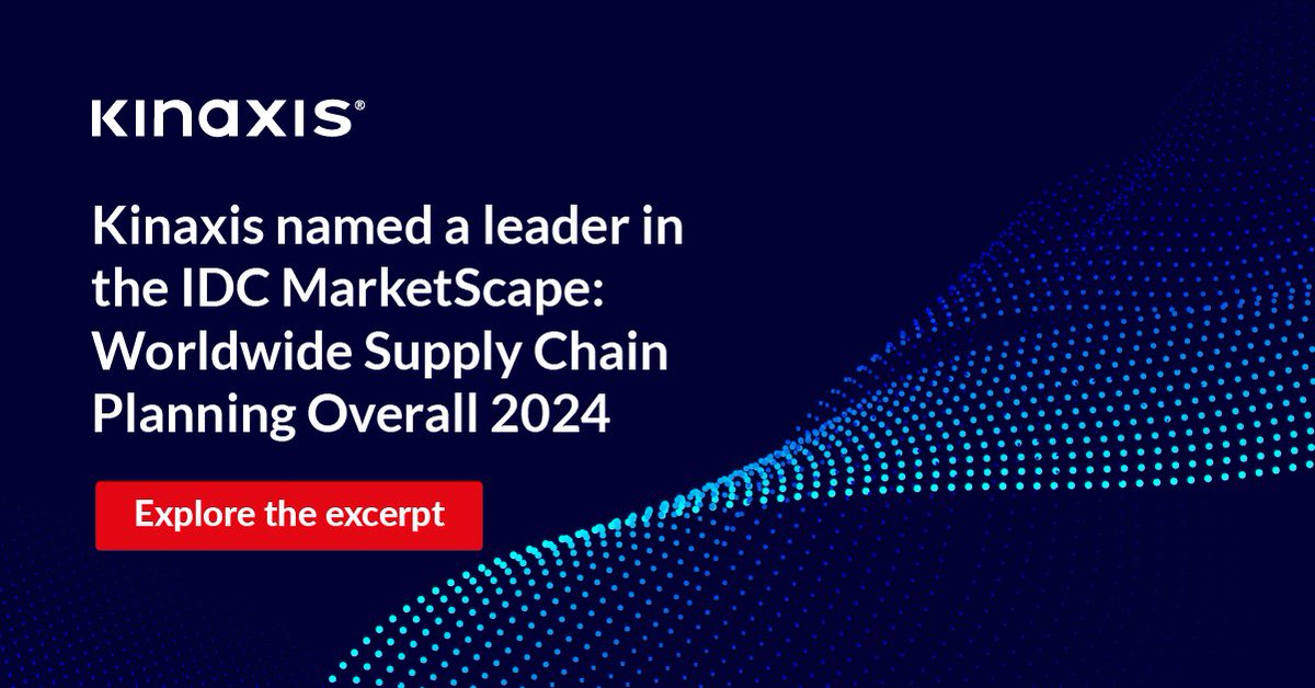 Kinaxis has been named a Leader in the IDC MarketScape: Worldwide Supply Chain Planning Overall 2024 Vendor Assessment 

Read the excerpt to find out why we’ve been recognized and discover how we can drive agility &amp; collaboration in your supply chain: bit.ly/41oEifb 👈