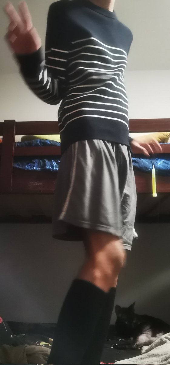 Ahhh- ik I'm late forgive me. >w< but- here a picture of me in long socks, and also black and white long sleeve. ^^