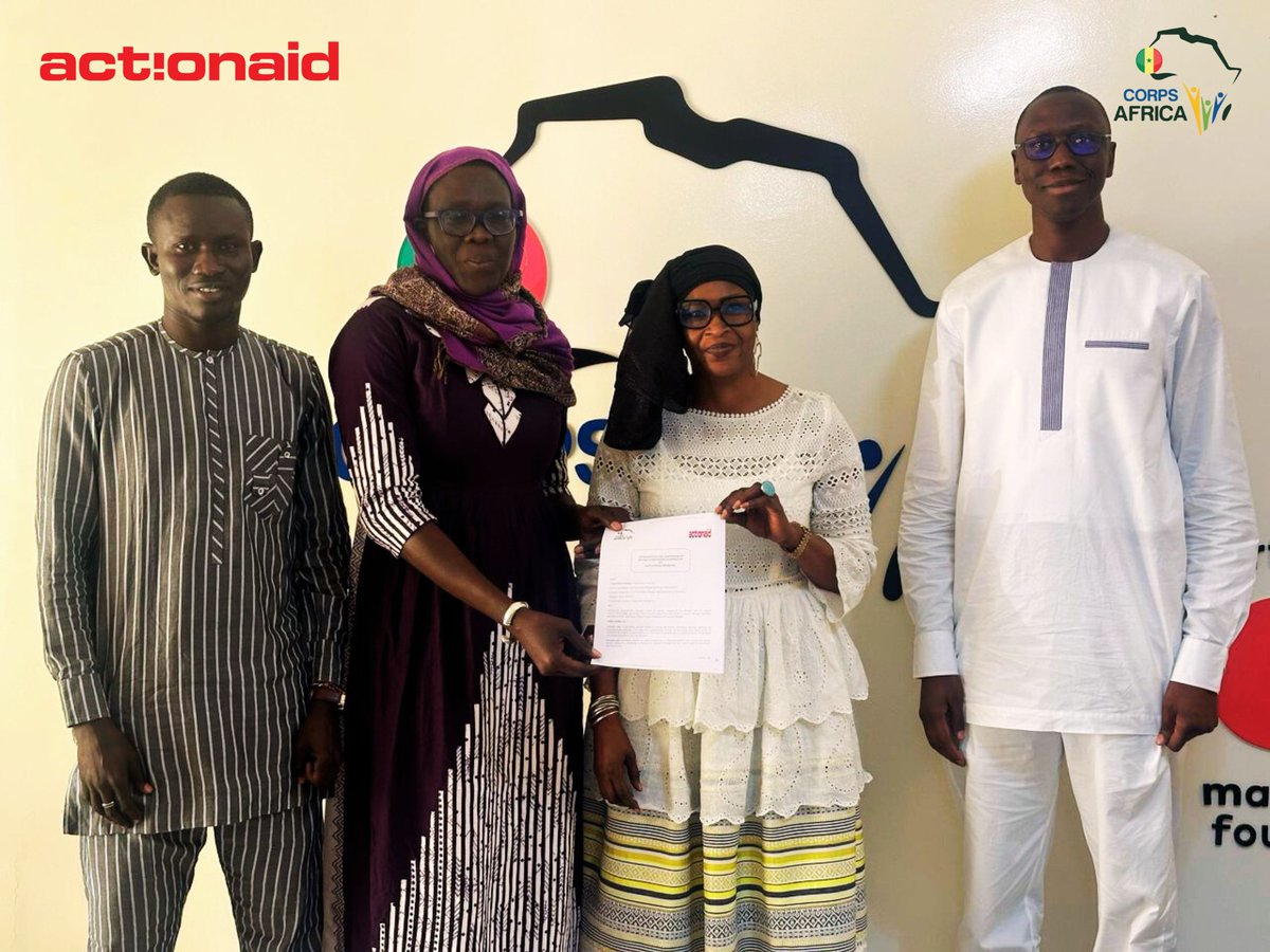 ActionaidSN's tweet photo. 🌟 Une collaboration forte pour la santé des communautés ! 🌟
Nous sommes heureux d'annoncer la signature d'une convention entre @ActionaidSN  et @CorpsafricaSen pour la mise en œuvre du projet Start Fund sur la FHCC dans la région de Kaffrine. 🩺💪
@santegouv_sn https://t.co/cKiHMskmbQ