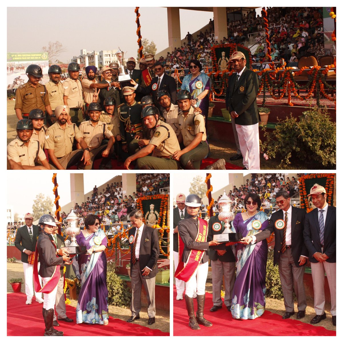 ITBP_official's tweet photo. Spectacular finale to the 43rd All India Police Equestrian Championship 2024-25 at ITBP’s Bhanu Centre, presided over by Dr. Smt. Sumita Mishra, IAS, Addl. Chief Secy, Haryana. #ITBP topped with 25 medals, followed by Rajasthan Police (2nd) &amp; Assam Rifles (3rd).
#AIPEC 
#CAPF https://t.co/926Y3yVJ7H