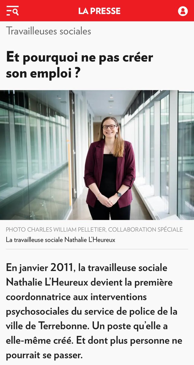 À lire dans <a href="/LP_LaPresse/">La Presse</a> aujourd’hui! Très fier de compter Nathalie dans notre équipe de la <a href="/PoliceTRB/">Police Terrebonne</a> ! Son travail fait une différence dans notre communauté! #terrebonne #polmun #polqc 

lapresse.ca/affaires/portf…