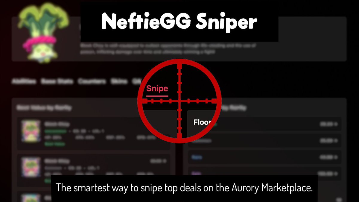 Looking to grab the best deals on the Aurory Marketplace?
Sniper mode activated. 🎯
Find undervalued Nefties before anyone else does and boost your collection score without breaking the bank.
