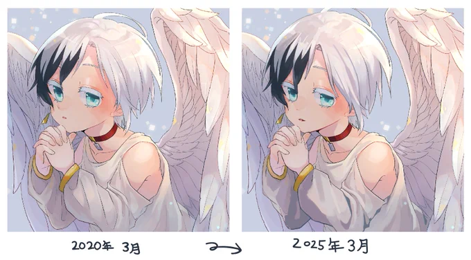 楽しくなったのでもう1個過去の自分の絵添削してた 