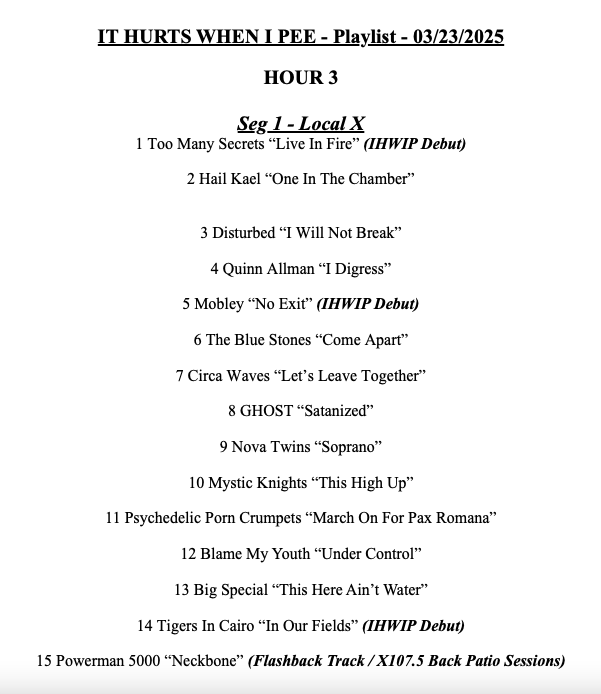 IT HURTS WHEN I PEE is tonight 8-11p PT on <a href="/X1075LV/">X 107.5</a>! #NewMusic, #LasVegas Bands &amp; more... Listen on your Radio in #Vegas, the free X107.5 app anywhere or XtremeRadio.com!

VEGAS BANDS, send me your music for consideration: pauly@xtremeradio.com