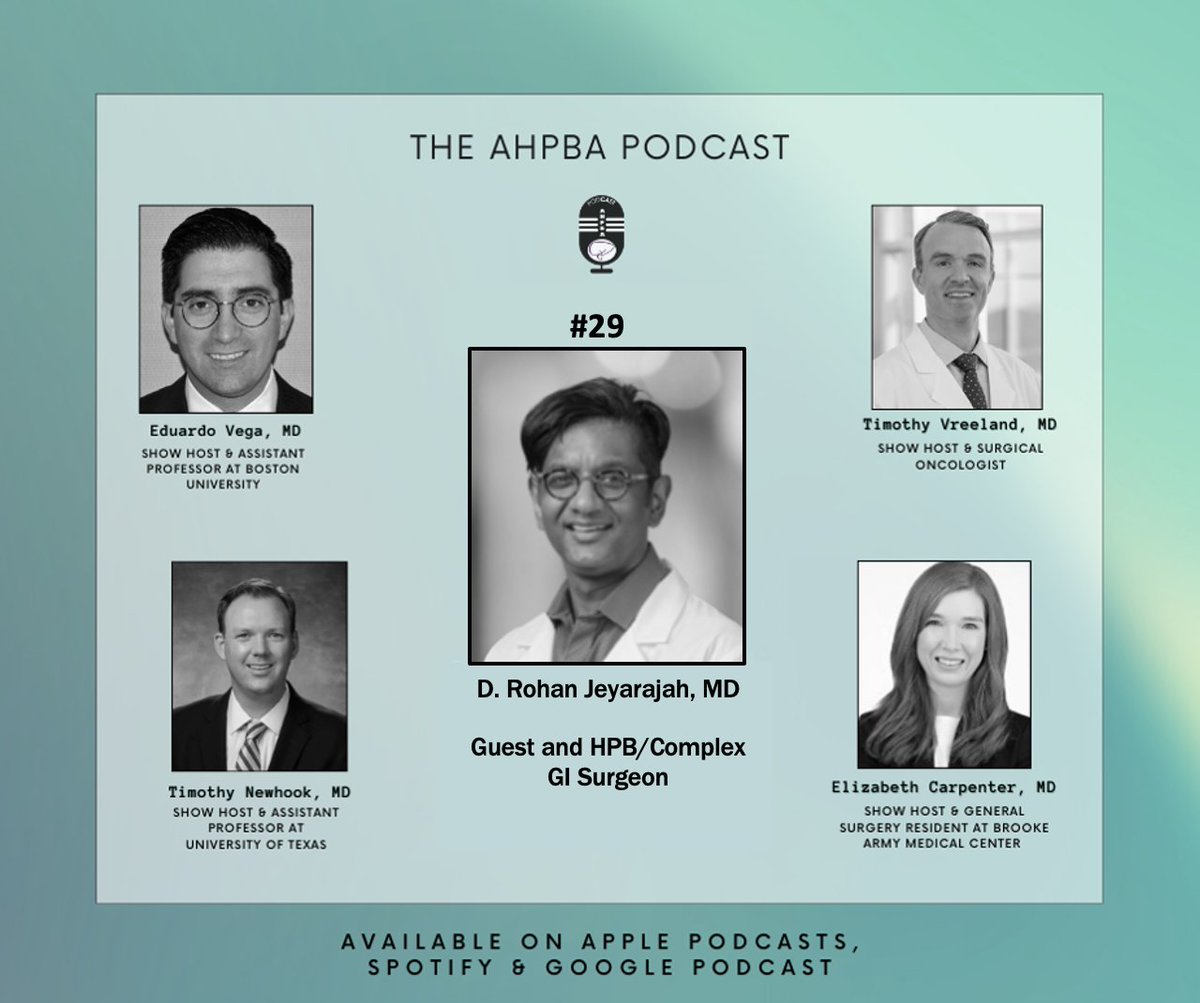 The AHPBA Podcast (@theahpbapodcast) on Twitter photo THRILLED to share our most recent episode with the incredible <a href="/JeyarajahRohan/">Rohan Jeyarajah</a>. Think you know academic surgery?? 🧐 🌟Think again! 🌟 <a href="/EAVegaMD/">Eduardo A. Vega</a> <a href="/vreelant/">Timothy Vreeland, MD</a> <a href="/timnewhook19/">Timothy Newhook</a> <a href="/elizcarpenter16/">Elizabeth Carpenter, MD</a> <a href="/EAHPBA/">E-AHPBA</a> <a href="/IHPBA/">IHPBA</a> <a href="/AHPBA/">AHPBA</a>
podcasts.apple.com/us/podcast/epi… THRILLED to share our most recent episode with the incredible <a href="/JeyarajahRohan/">Rohan Jeyarajah</a>. Think you know academic surgery?? 🧐 🌟Think again! 🌟 <a href="/EAVegaMD/">Eduardo A. Vega</a> <a href="/vreelant/">Timothy Vreeland, MD</a> <a href="/timnewhook19/">Timothy Newhook</a> <a href="/elizcarpenter16/">Elizabeth Carpenter, MD</a> <a href="/EAHPBA/">E-AHPBA</a> <a href="/IHPBA/">IHPBA</a> <a href="/AHPBA/">AHPBA</a>
podcasts.apple.com/us/podcast/epi…
