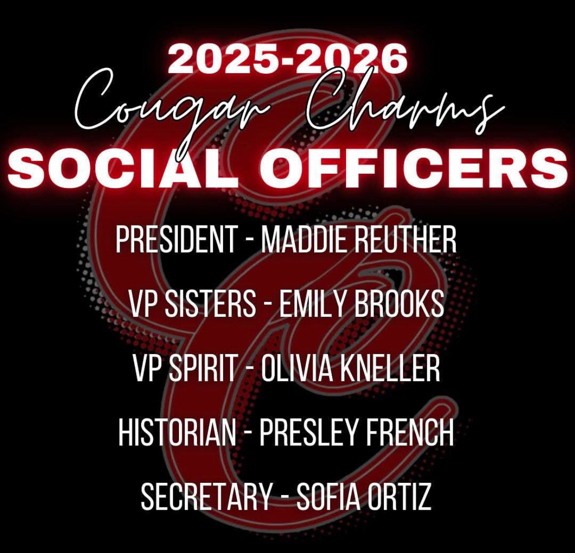 Congratulations to our 2025-2026 Dance &amp; Social Officer Lines!