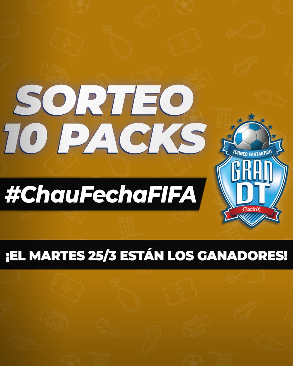👋🚨 AVISO: si preferís ver la Nations League antes que un Riestra - Newell's, abstenete de participar.

🎁 ¡SORTEO DE 10 PACKS PARA LOS QUE QUEREMOS QUE VUELVA YA EL FÚTBOL ARGENTINO! 🔥🇦🇷

✅ PASOS para participar:

1⃣ Darle RT a este tweet
2⃣ SEGUIR en 'X' a <a href="/GranDToficial/">⚽️ Gran DT</a> 
3⃣