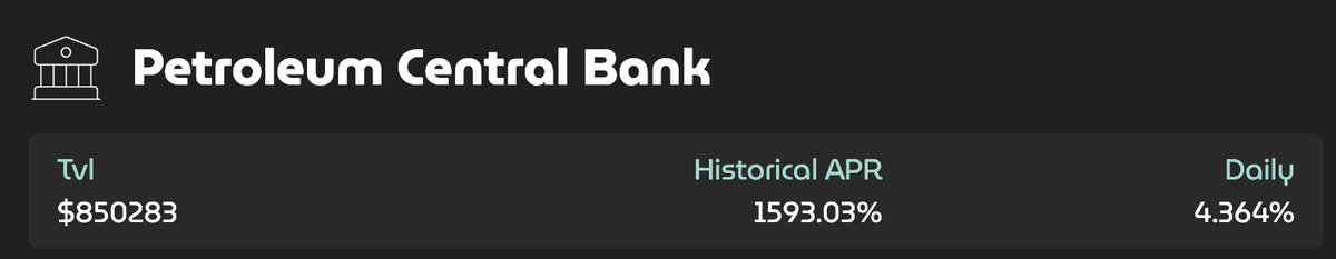 Petroleum_Defi's tweet photo. Ending the week with just over 850k TVL in the Petroleum Central Bank !

Earning 4.3% Daily.

Quick Math.

That's 36 000$ in daily Game Revenue shared to the stakers.

Next week will be full of news too, get ready Petroleans.

Only on @SonicLabs.

❤️