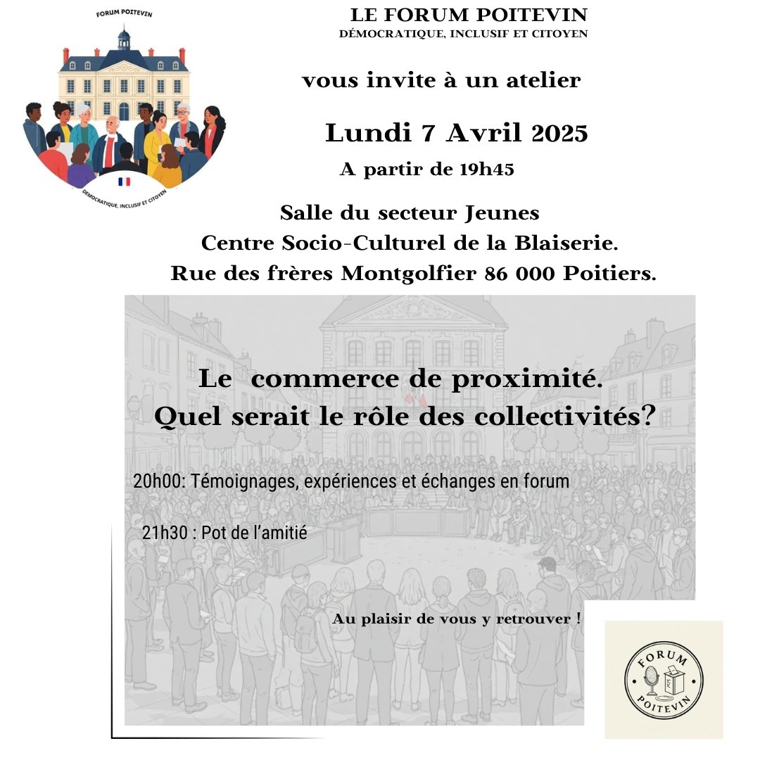 Les lundis du Forum Poitevin. Prochain RDV  le 7 avril 2025.