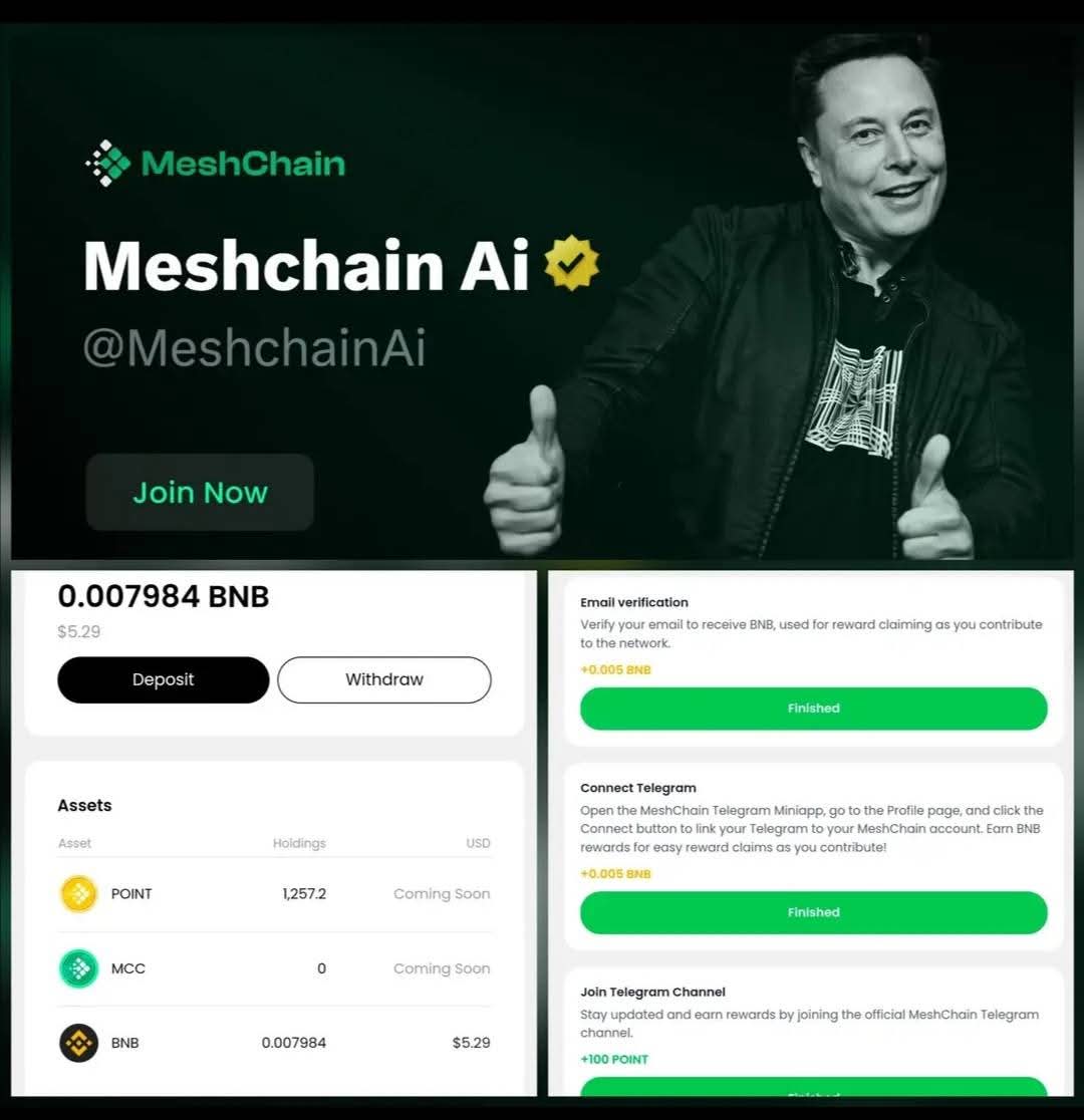 giri_saputro's tweet image. #meschain
Claim 0.007921 BNB = $5 Free to 7$
just verify email and connected telegram ✔️
using node browser extension for minning point..same as grass project 📣         -MONDAY
this new potential airdrop legit💝

app.meshchain.ai/?ref=97H2TSDO6…

t.me/meshchain_bot?…

#meshchain