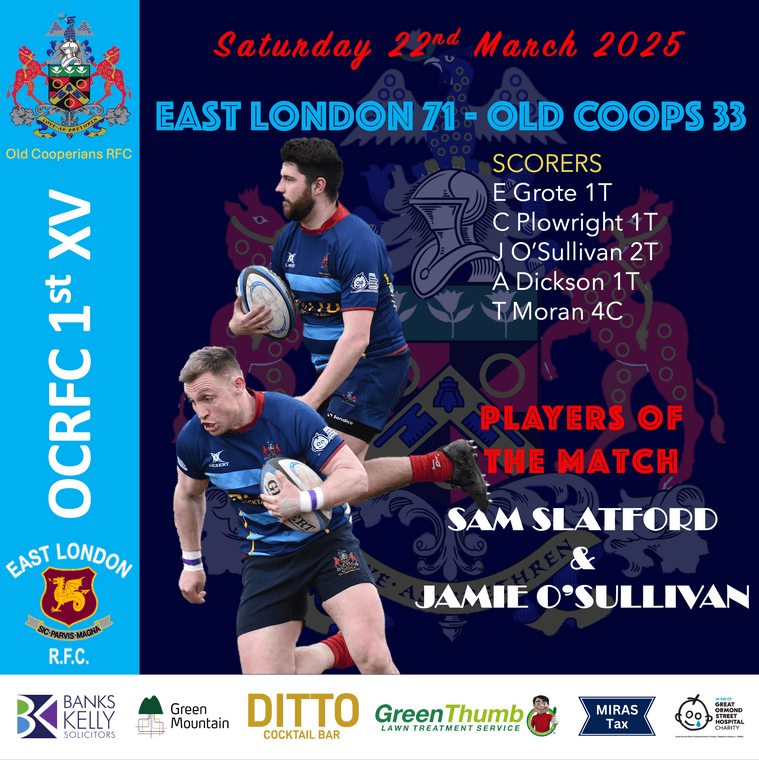 *1st XV Players of the Match*
Saturday 22nd March 2025
oldcooperiansrfc.com/news/1st-xv-pl…