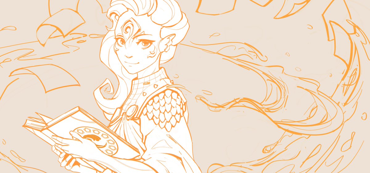 3/11 Raffle. WiP sketch for <a href="/OrangeRamphasto/">Orange 🧡 Cute Art 🦋</a> . Cyaniamh, waterbrand :p