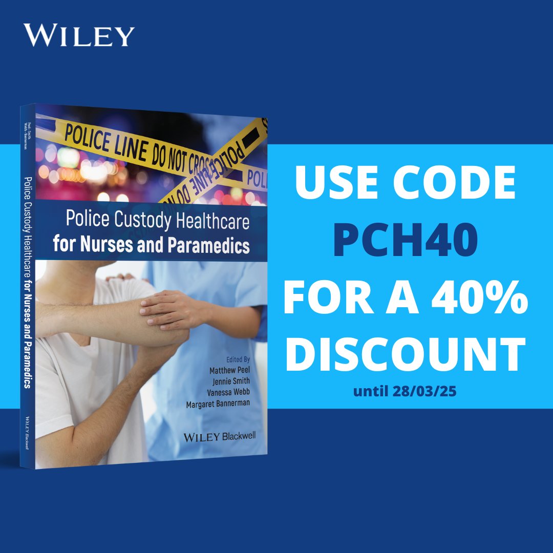 Can’t believe we’re nearly at the end of the launch offer! If you haven’t yet, grab your discounted copy of Police Custody Healthcare for Nurses and Paramedics by 28 March with code PCH40 on wiley.com
📚👮‍♀️🚑