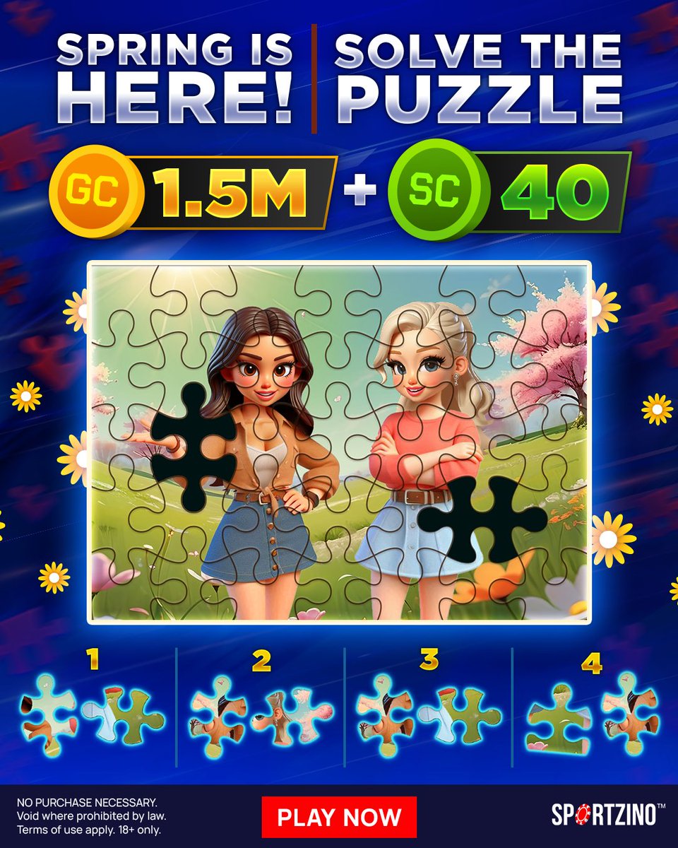 🌸 Spring Has Sprung! Solve this Puzzle 🌸

How to Enter:
🌷 Like this post
🌷 Comment your answers 
🌷 15 lucky winners will score GC 1.5M + SC 40

🌞 Bonus Entry: Share this post and tag 3 friends 💐

⏳ Contest ends Mar 25th at 11:59 AM ET
