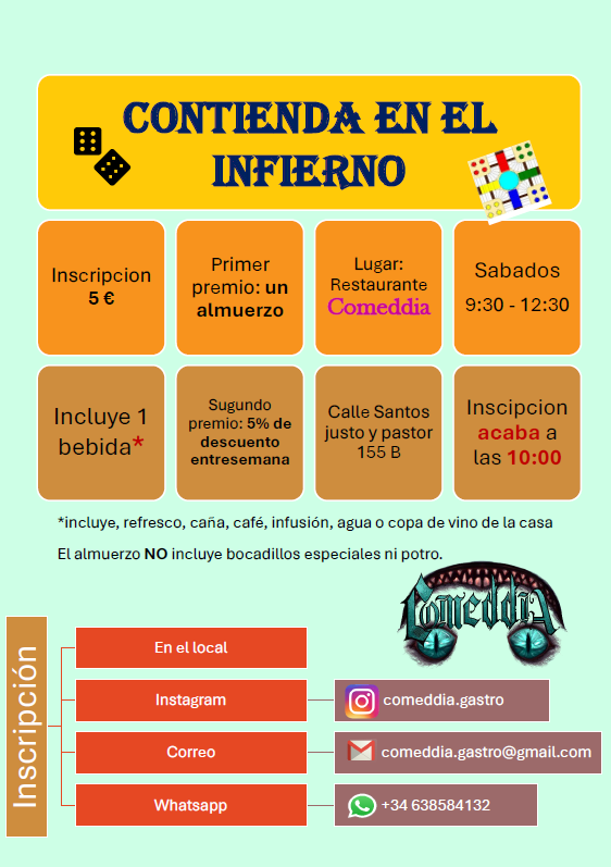 comeddia_gastro's tweet photo. Si señores, ahora que empieza el buen tiempo, los sabados por la mañana vamos a organizar concursos de juegos de mesa.
Este sabado toca Parchis.
¿Quien se apunta? https://t.co/lnLsSUmEd2