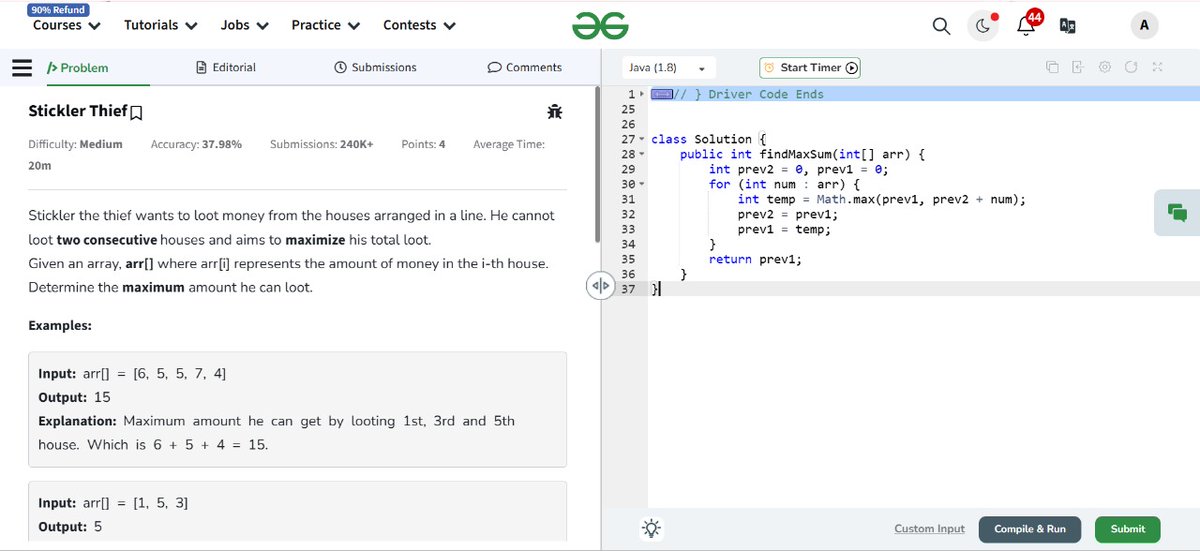Durjaya__'s tweet photo. Started with the GFG 160 challenge.
Day 127:
Problem Solved: Sickler Thief 

#gfg160 #geekstreak2024 #womenintech #geeksforgeeks #CodingJourney #100daysofcoding #learndsa #challenge #GEEKS #letsconnect #160DaysOfCode #GEEKSRULE #ProblemSolving #DSA https://t.co/XXHH5o8Vhf