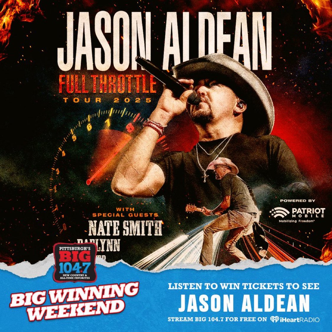 BIG 104.7 (@big1047) on Twitter photo Our <a href="/Jason_Aldean/">Jason Aldean</a> BIG Winning Weekend continues! Listen at :10 after every hour through 11:10 pm tonight for your chance to win a pair of tickets to see Jason at <a href="/Pav_StarLake/">The Pavilion at Star Lake</a> on August 9th! 🎟️🙌
Listen ⤵️
big1047.iheart.com/listen Our <a href="/Jason_Aldean/">Jason Aldean</a> BIG Winning Weekend continues! Listen at :10 after every hour through 11:10 pm tonight for your chance to win a pair of tickets to see Jason at <a href="/Pav_StarLake/">The Pavilion at Star Lake</a> on August 9th! 🎟️🙌
Listen ⤵️
big1047.iheart.com/listen