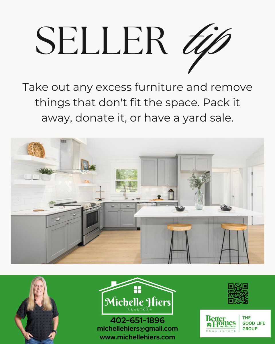 MichelleHiers's tweet image. When potential buyers walk into the house, they don't want to feel overwhelmed with clutter, so make sure to do all the cleaning and decluttering before the first showing. It will make a world of a difference!

#homesellingtip #cleananddeclutter