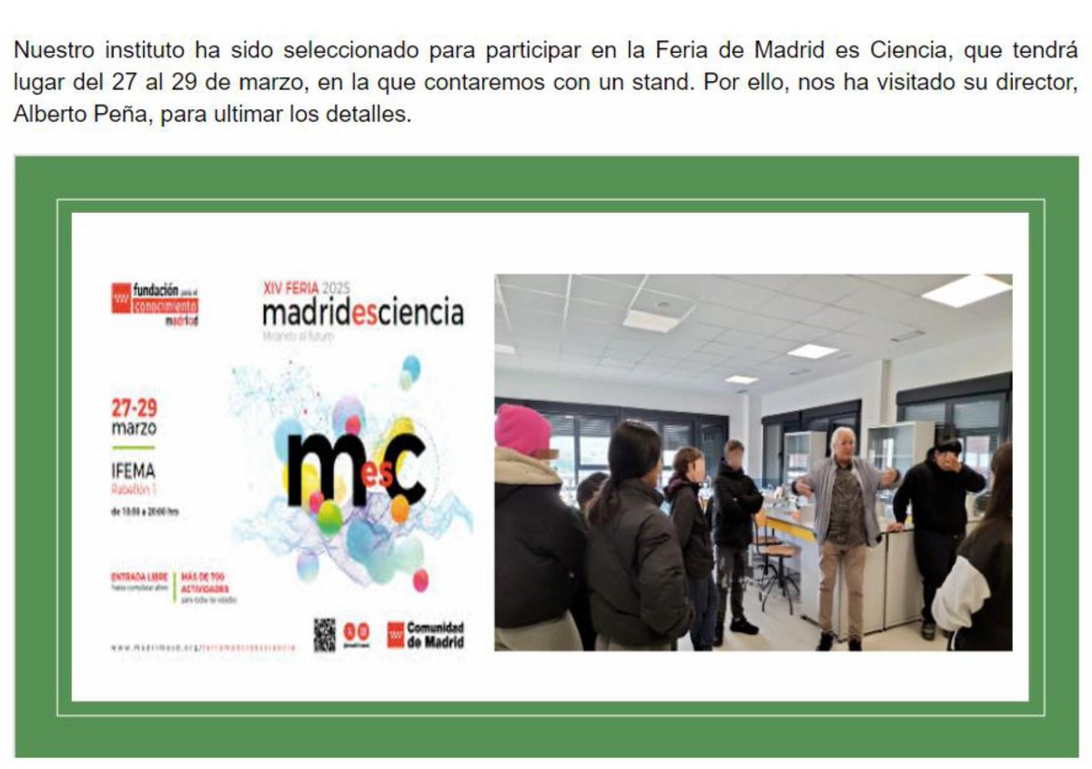 IES Alpedrete en la XIV Feria 2025 Madrid es Ciencia