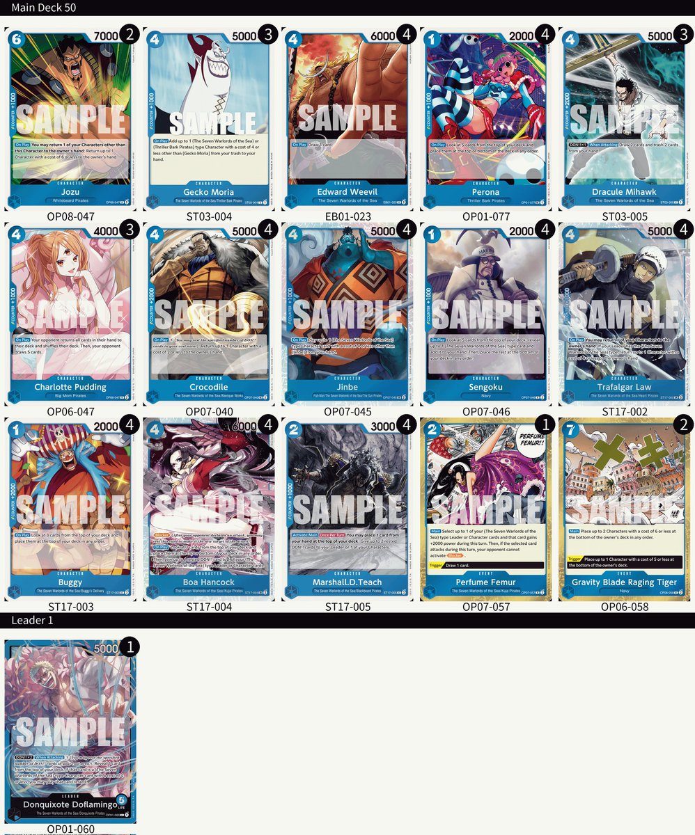 ApocalypseOPTCG's tweet image. Good run with doffy this weekend at Glasgow OPTCG Regionals. Very satisfied with 5th Swiss and Top 8 

R1 P Luffy 🎲✅
R2 PY Robin 🎲✅
R3 R Shanks 🎲✅
R4 B Doffy ✅
R5 B Doffy 🎲❌
R6 P Luffy ✅
R7 B Doffy 🎲✅
R8 G Bonney 🎲✅

T16 G Bonney 2-0 ✅ @AnQiXuu
T8 B Doffy 1-2 ❌