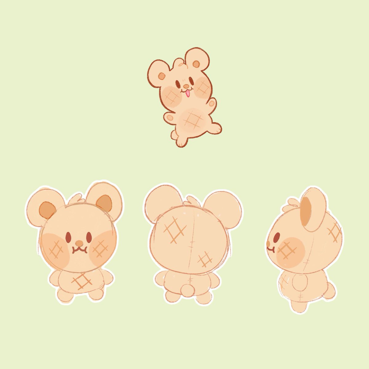 honeysips's tweet photo. Pan keychain plush sample vs concept art! 🐻 https://t.co/Lm8CtvbpyJ