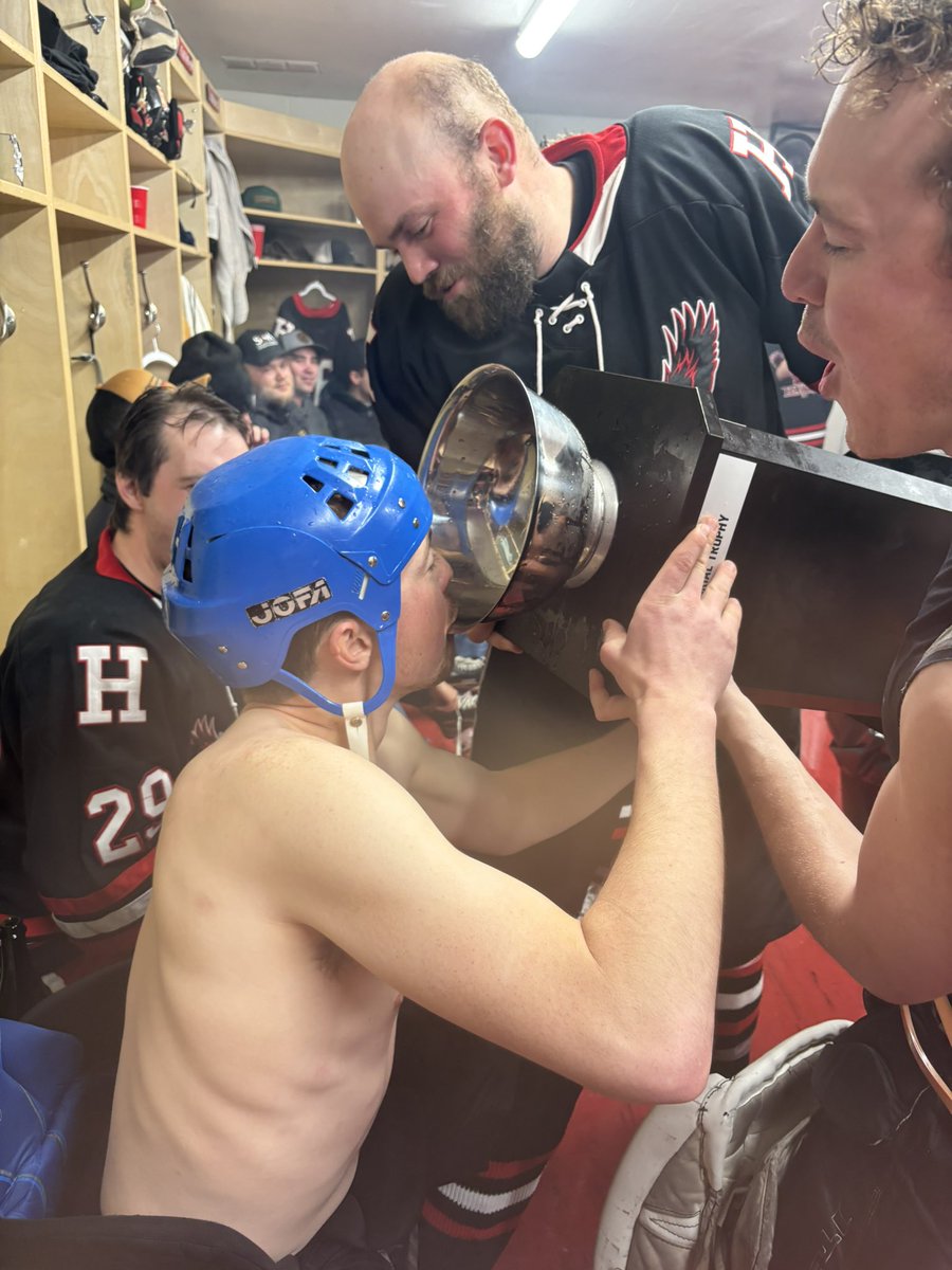 HAWKS IN 5 🔥🔥 
A hard fought series against the Meadow Lake Broncos.

To cap off our usual win posts for the 24/25 season…
POG blue JOFA goes to Layne Young! 🔫
⭐️2 goals 
⭐️ finished the year at 98 points!
⭐️CAP 👨🏻‍✈️

Soaking up this BACK TO BACK WIN!🏆
