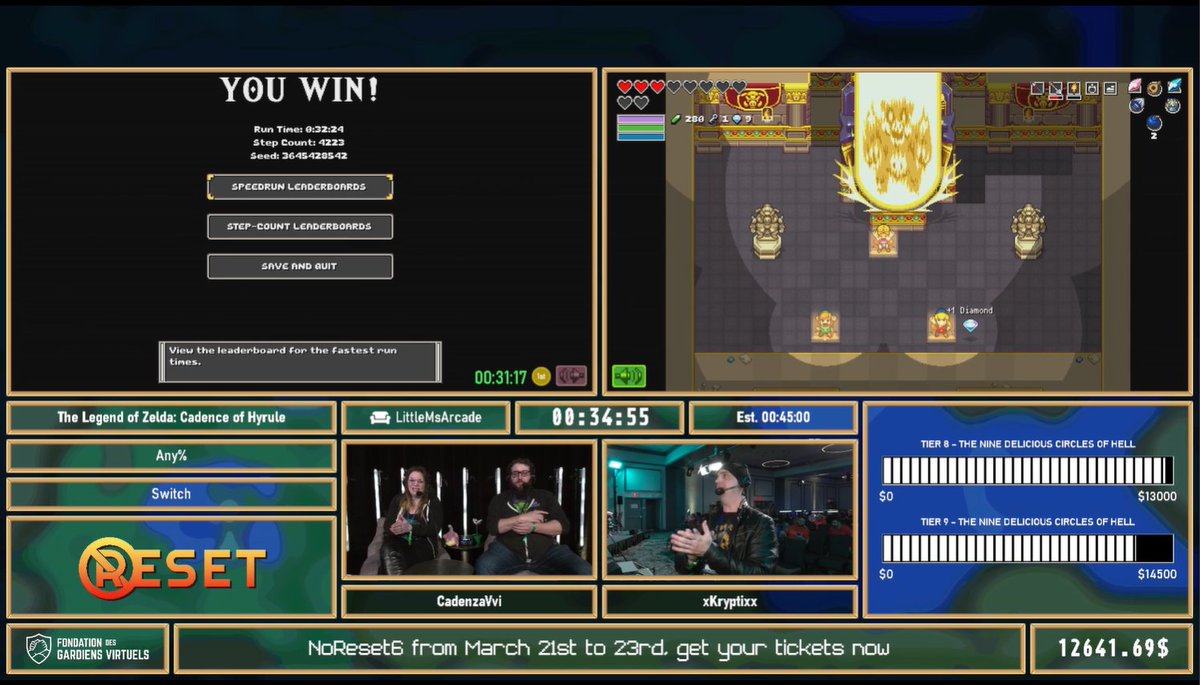 CadenzaVvi l'emporte sur xKryptixx à  Cadence of Hyrule. Link : Faces of Evil Remastered à venir. | CadenzaVvi beats xKryptixx in Cadence of Hyrule. Don't miss the upcoming Link : Faces of Evil 🏆 #speedrun #marathon #charity #noreset