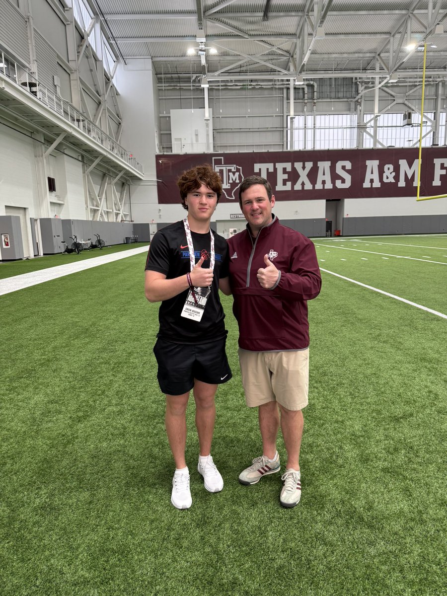 Gavinhiggins25's tweet image. Had a great time @AggieFootball thank you to @CoachKLars and @Coach_Dougherty. Can’t wait to come back this summer.