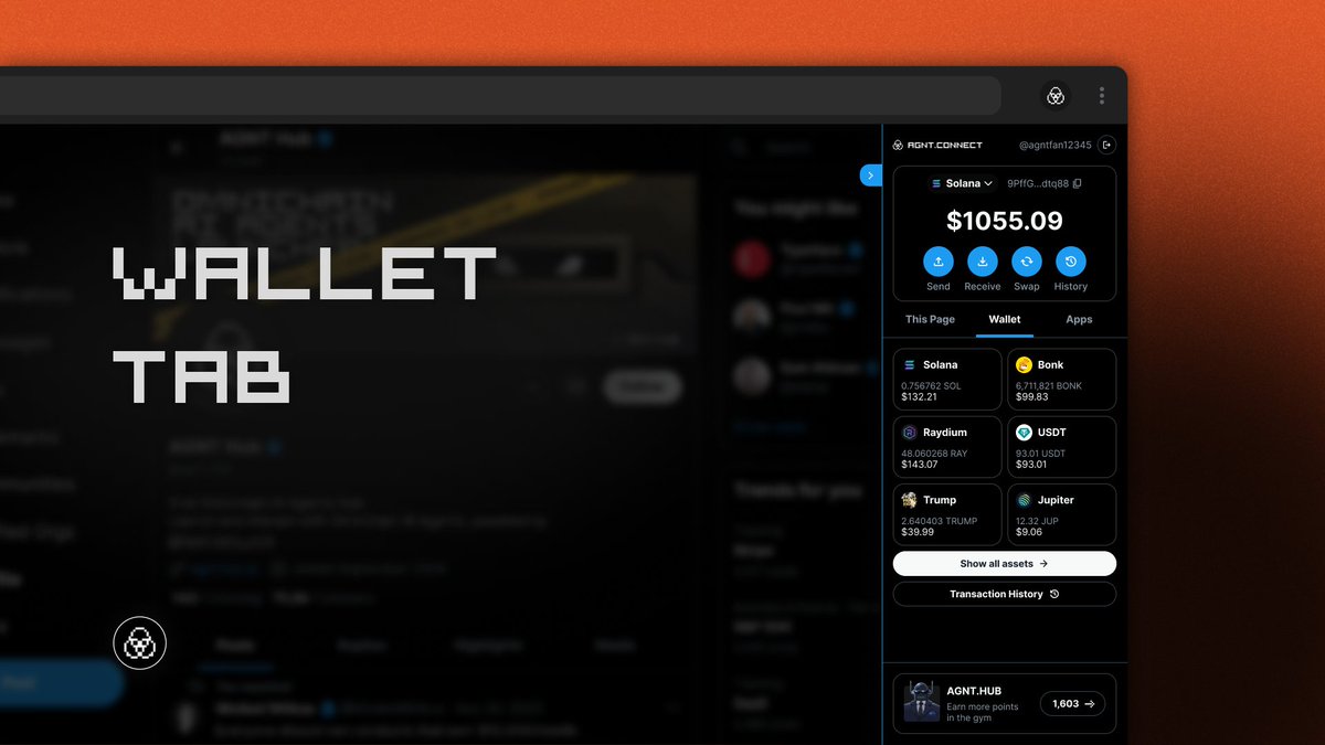Why slow down your degen moves jumping between wallets, DEXes, and other tabs?

AGNT Connect gives you a non-custodial wallet built right into X. 

🔸 Buy, send, receive, and swap tokens without leaving the feed. 
🔸 See a project’s token? Trade it instantly – no hunting for