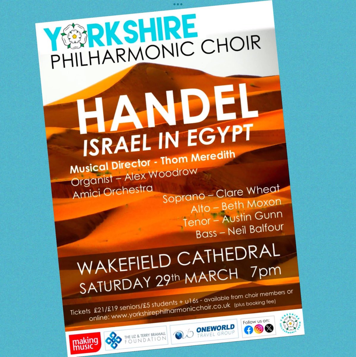 Yorksphilchoir's tweet image. ‘Israel in Egypt’ is a vivid biblical epic with Handel at his most inventive, depicting plagues of flies, lice, locusts, frogs and hailstones through his music! Much of the oratorio is scored for double-choir which adds to the drama … unmissable!
🪰🦗🐸🌨️🪰🦗🐸🌨️🪰🦗🐸🌨️🪰🦗🐸