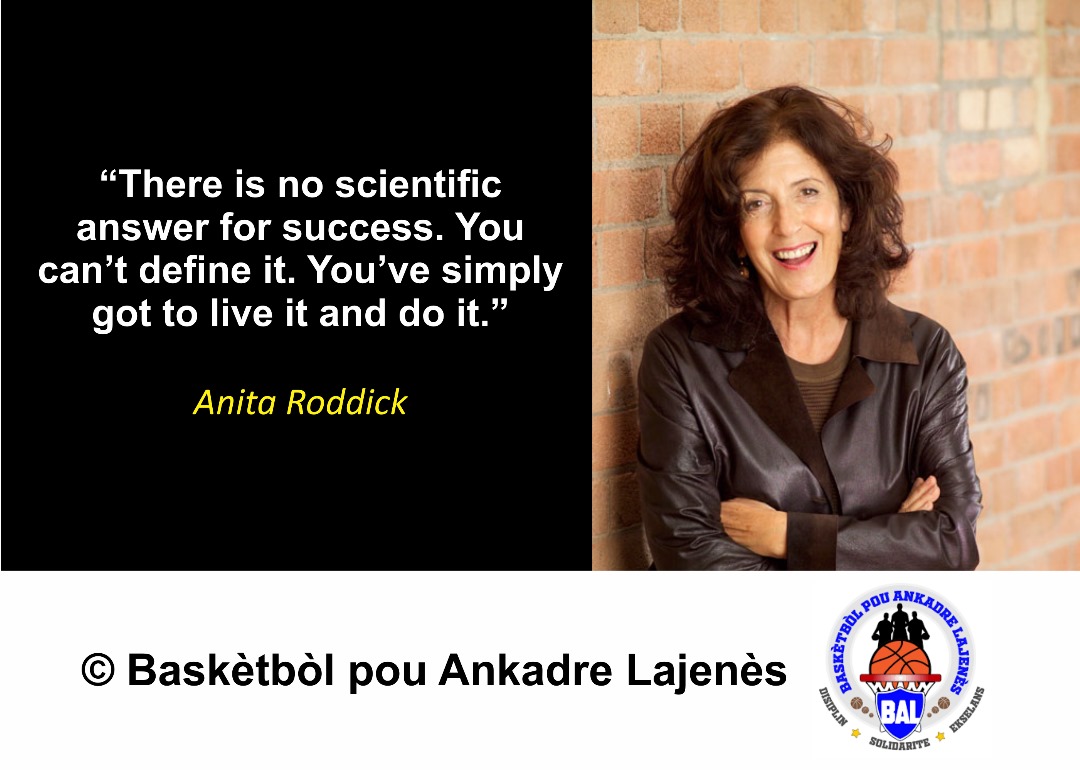 haitibasketbal's tweet image. The Quote of the Day for Saturday, March 15th&apos;s practice session was a quote from Anita Roddick. 
.
.
.
#NoScientificAnswer #ForSuccess #JustDoIt #Quote #QuoteOfTheDay #BALHaiti